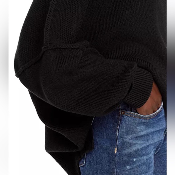 550. LAST 1! Oversized Rib Black Crewneck Tunic Cozy Long Sleeve sweater - Picture 4 of 6